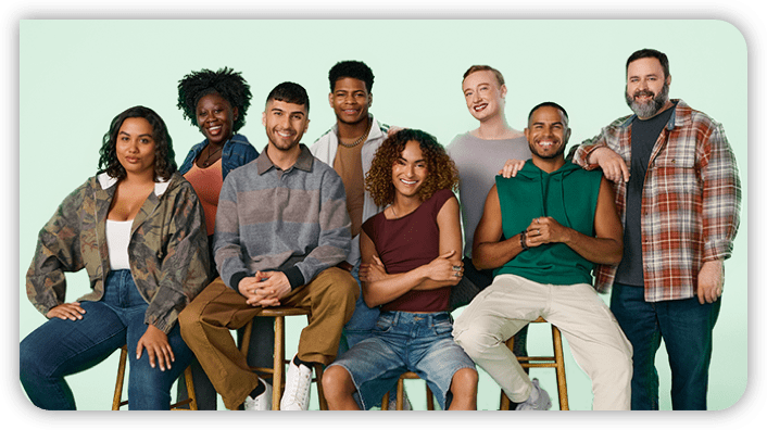 A group of 8 people representing individuals adhering to PrEP. Actor portrayals.